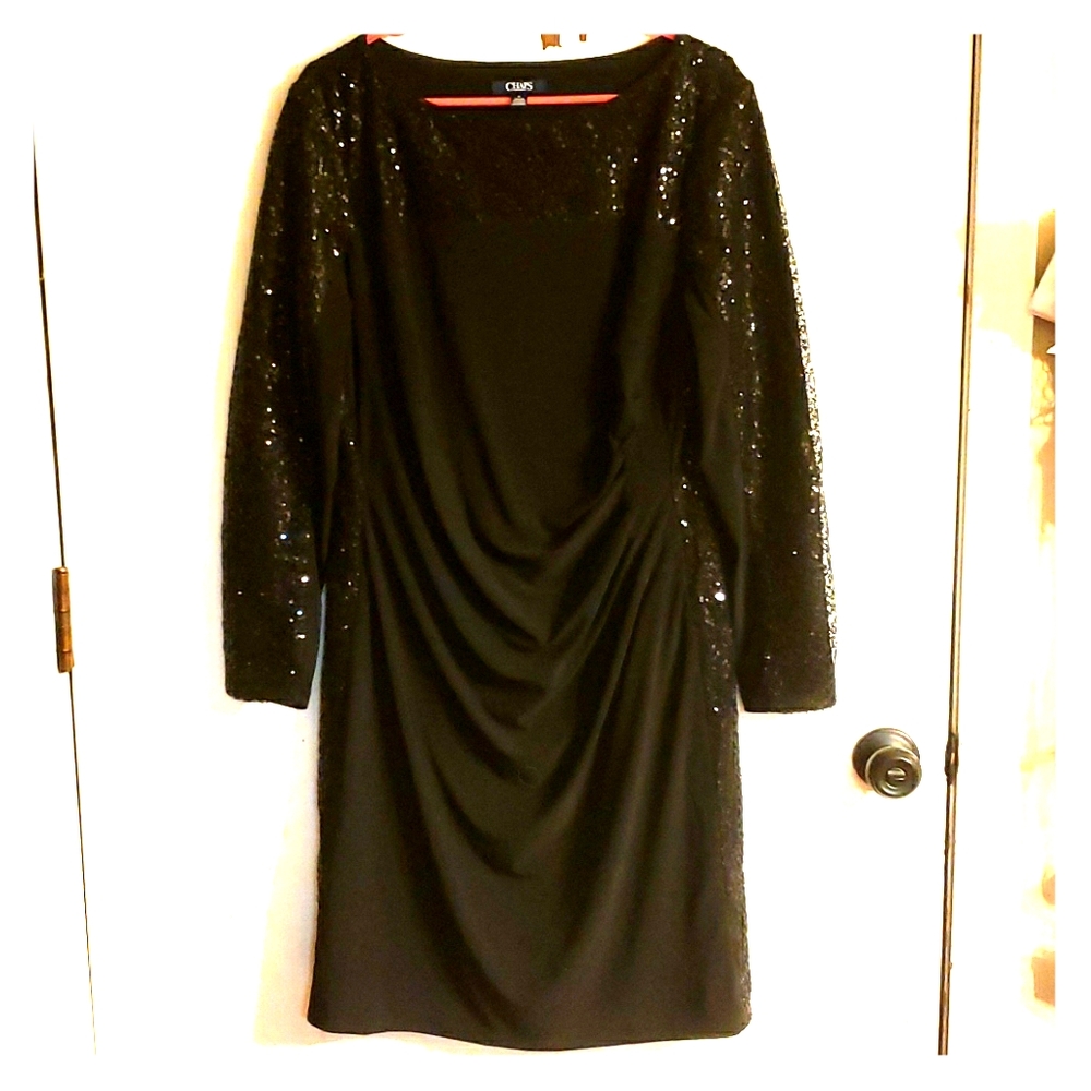 Chaps Black sequin evening gown